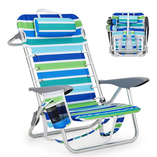 TWISTER.CK Portable Backpack Beach Chair With 5 Reclining Positions