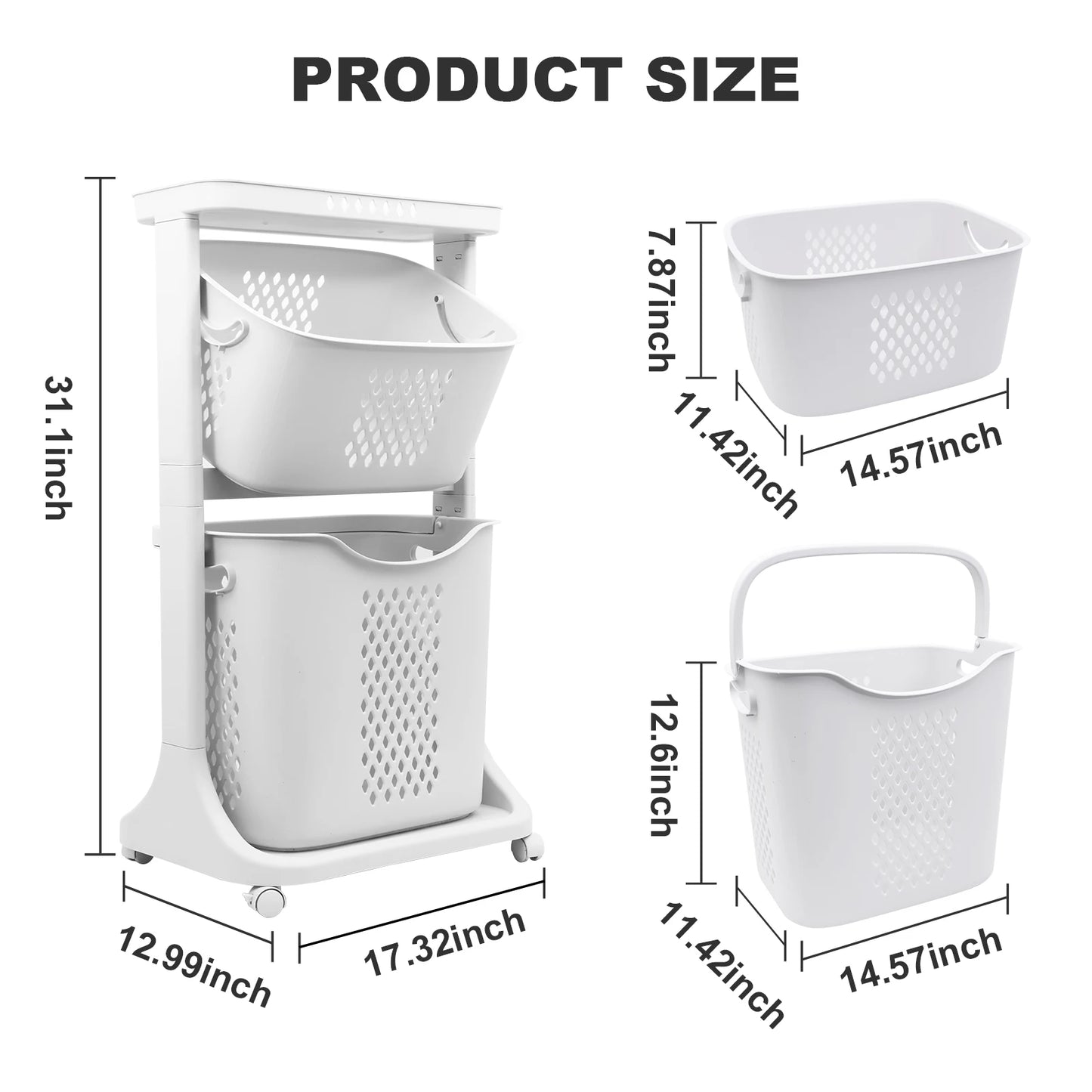 2 4 Tier Laundry Basket Cart With Removable Storage Buckets