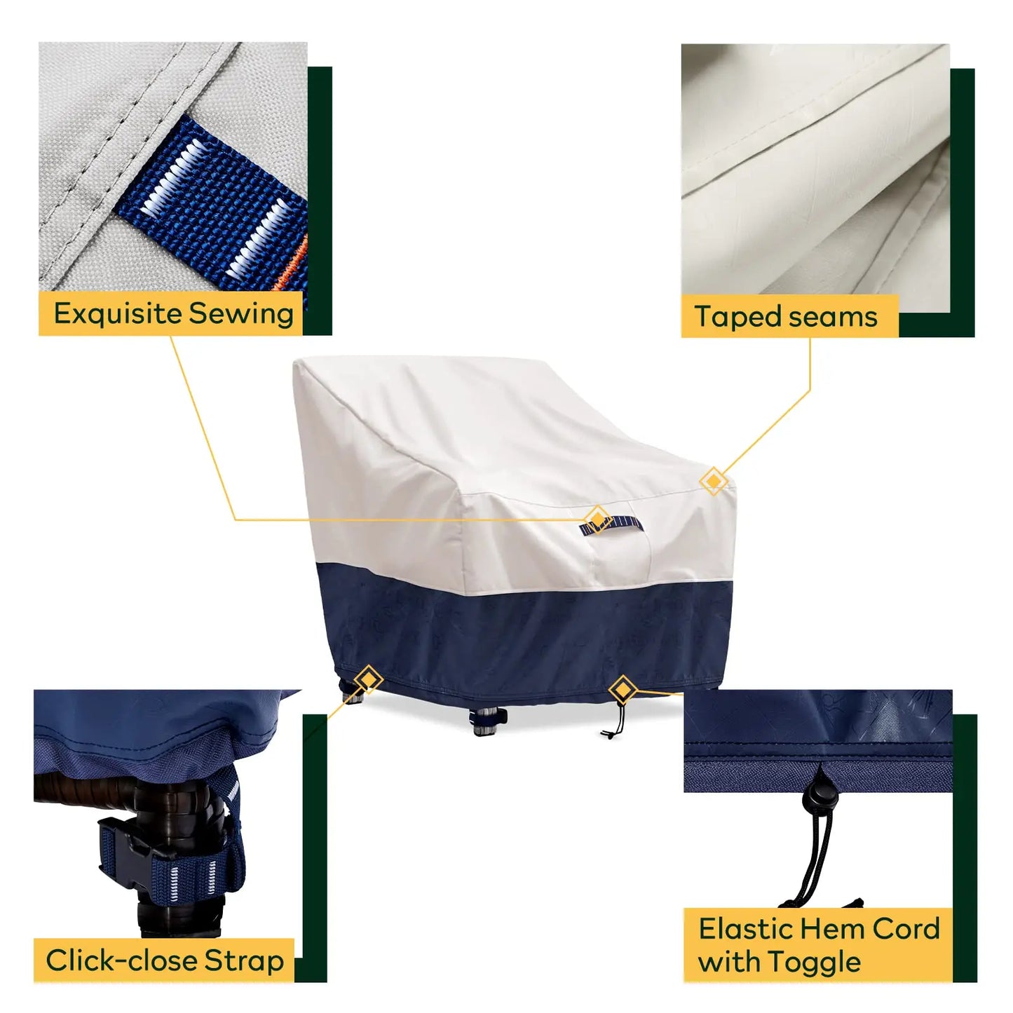 2 Pack Outdoor Chair Covers 100% Waterproof Patio Furniture Covers Protector 600D Oxford Heavy Duty Lawn Garden Furniture Cover