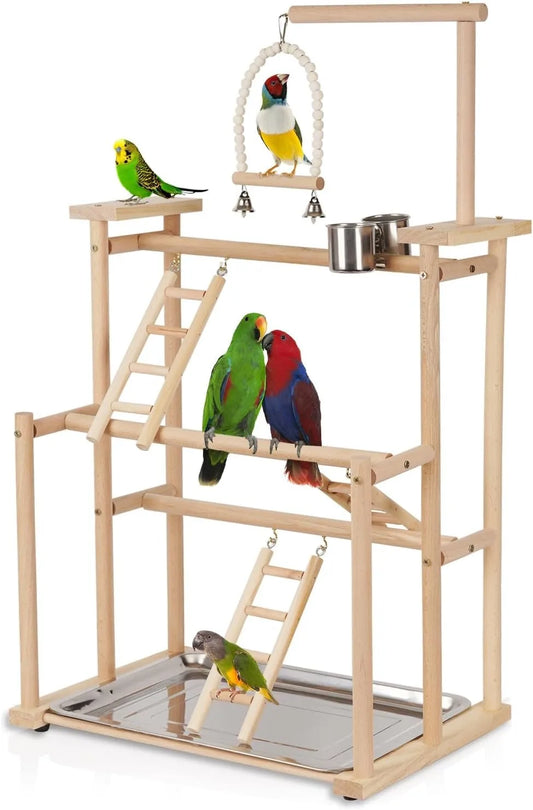 Parrot Bird Playground 3 Layer Bird Cage Accessories Parakeet Bird Play Stand for Budgerigar Finch Conures Parakeet Small Birds