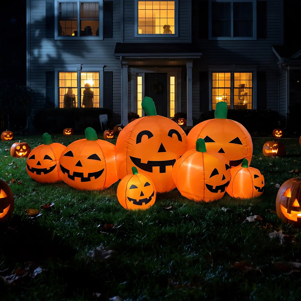 HiMISS Halloween Inflatable Pumpkin Patch LED Lights Outdoor Yard Decor