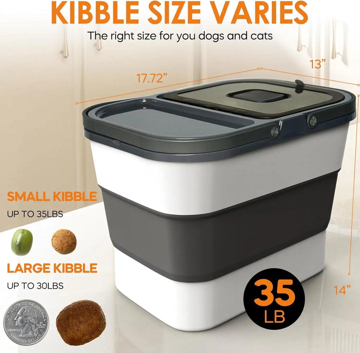 Collapsible Pet Food Storage Container With Wheels And Scoop Airtight