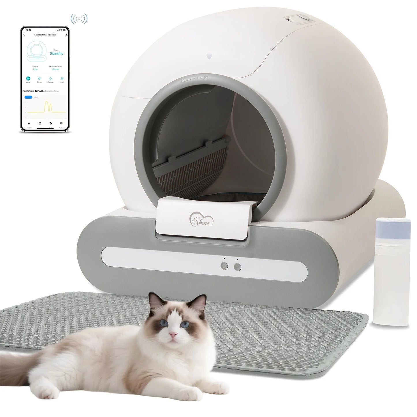 DOEL Self-Cleaning Cat Litter Box With App Control