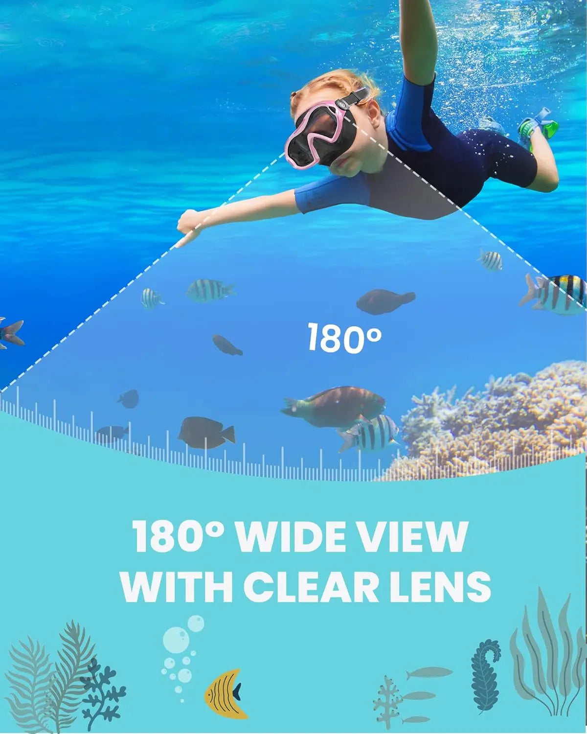 OutdoorMaster Stingray Kids Swim Goggles Nose Cover Anti Fog