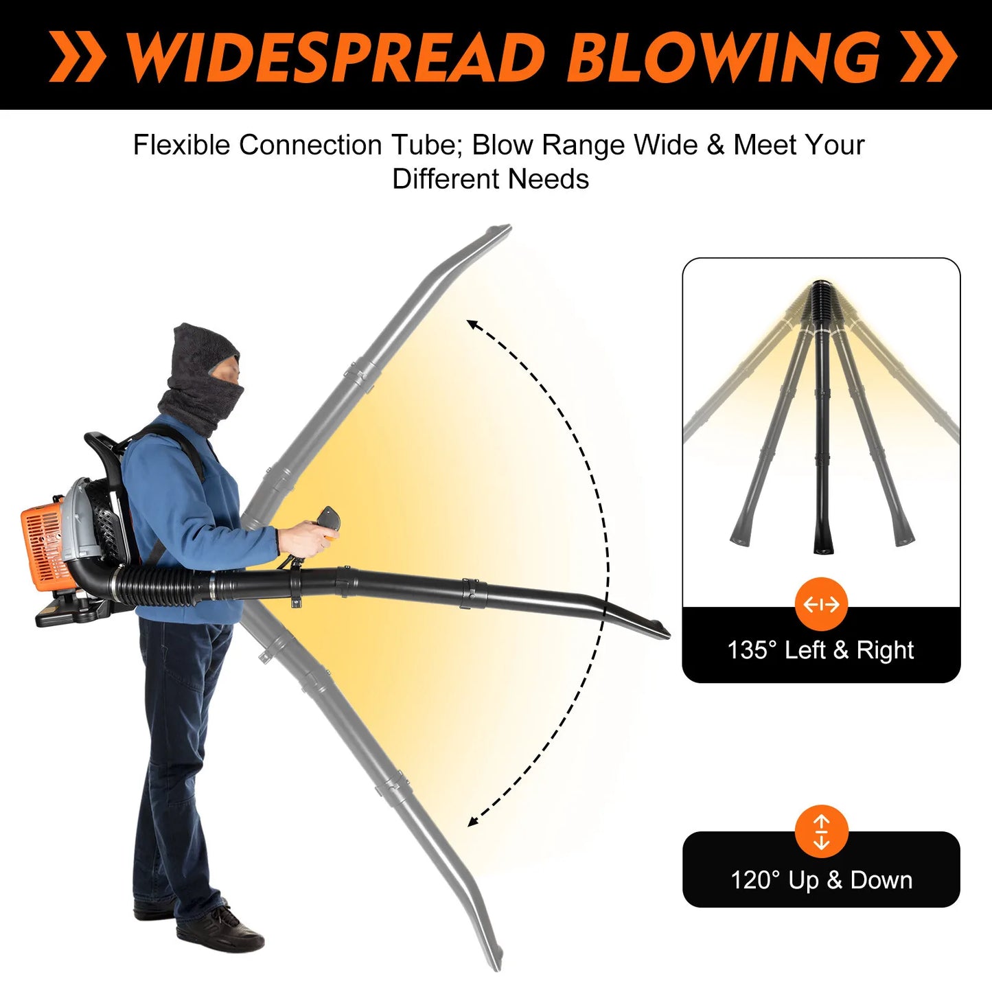 Bymaocar Gas Powered Leaf Blower Backpack 6800 Rpm Adjustable Speed