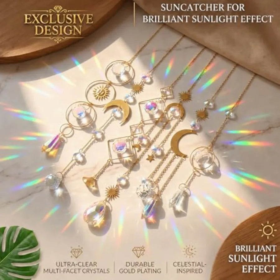 Six Piece Crystal Suncatcher Hanging Pendant Ornament For Window Garden