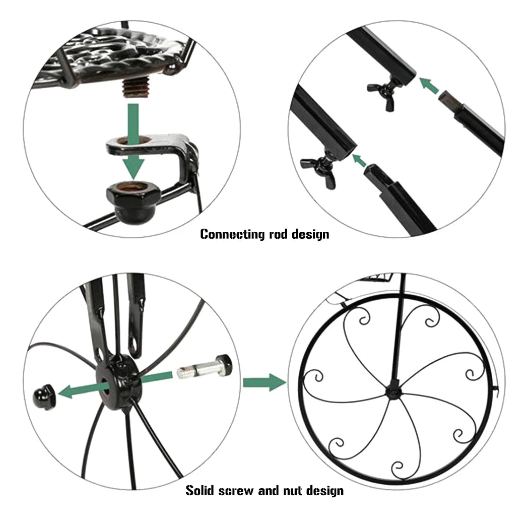 3 Tier Wrought Iron Bicycle Plant Stand Tricycle Planter