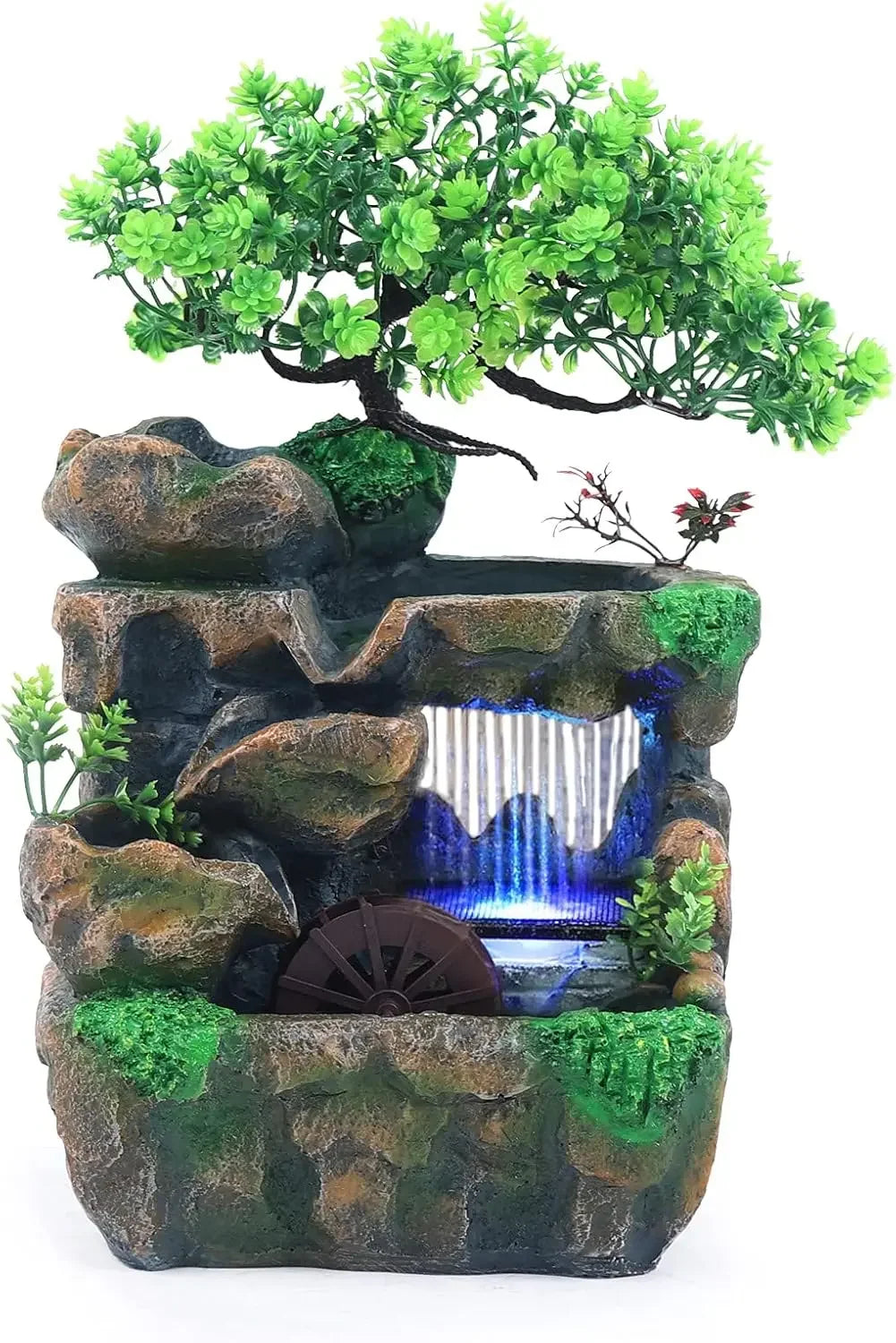 Indoor Tabletop Waterfall Fountain With Automatic Pump LED Light