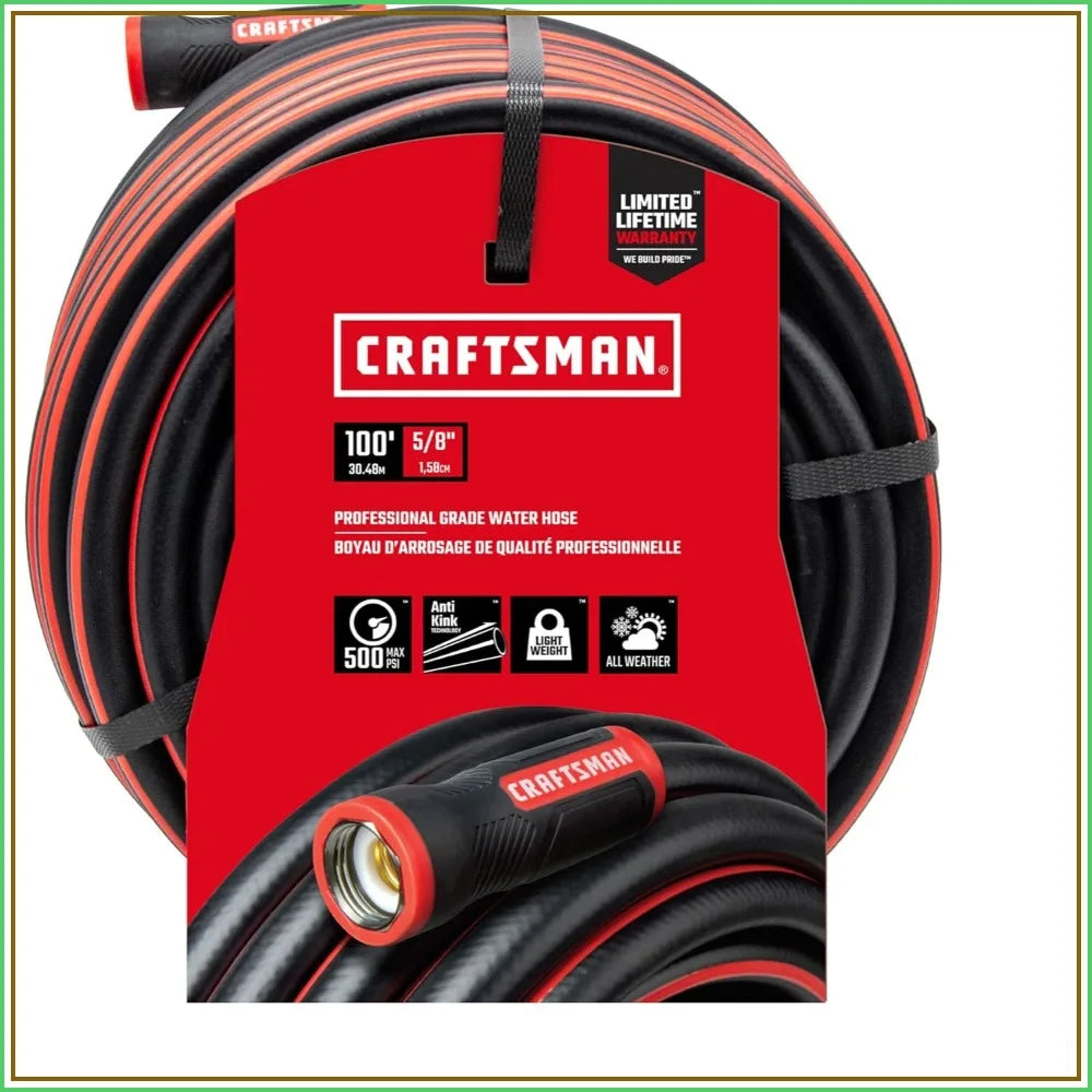 Heavy Duty Professional Grade Garden Hose, 100 Feet x 5/8 Inch - Flexible & Lightweight for Easy Watering