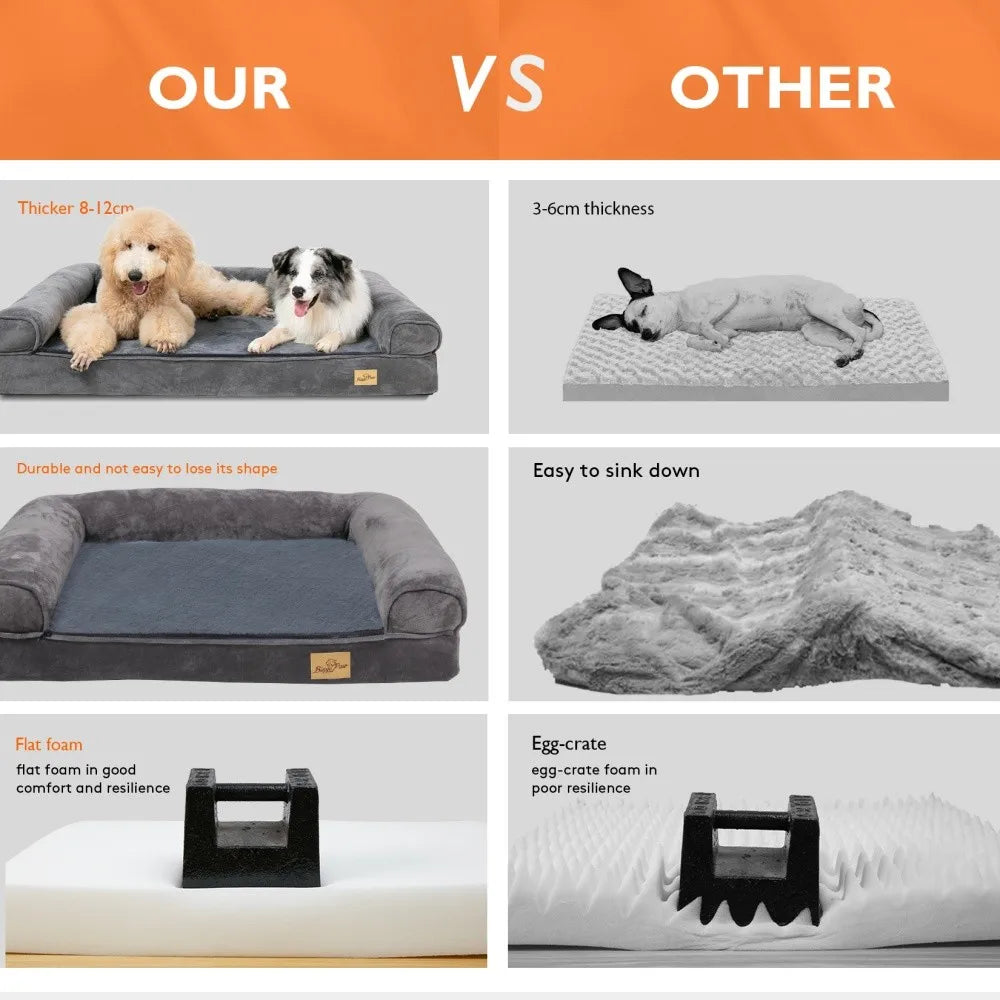 BORWART Calming Orthopedic Memory Foam Dog Bed With Removable Cover