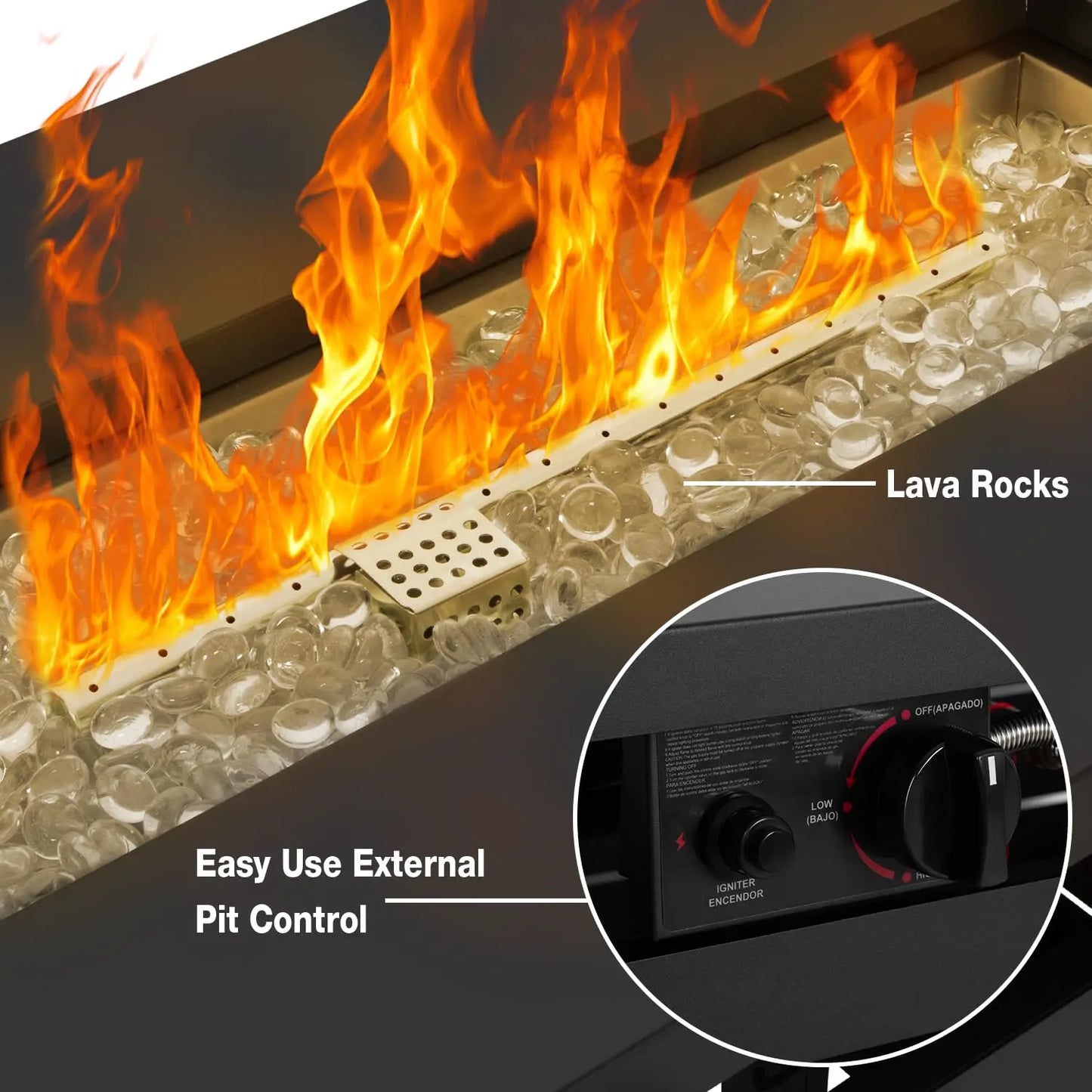 Gas Fire Pit Table 60000 BTU Propane 2-In-1 Outdoor