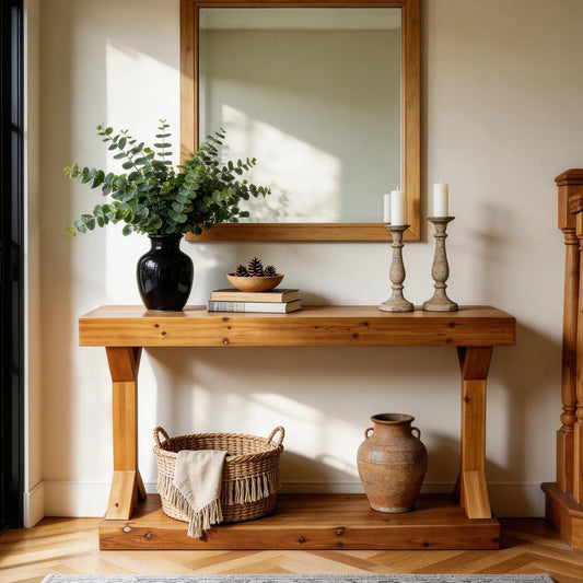 120cm Solid Wood Console Table Farmhouse Entryway Table Rectangular Couch Tables Behind Sofa Accent Tables for Hallway Entrance Foyer Living Room