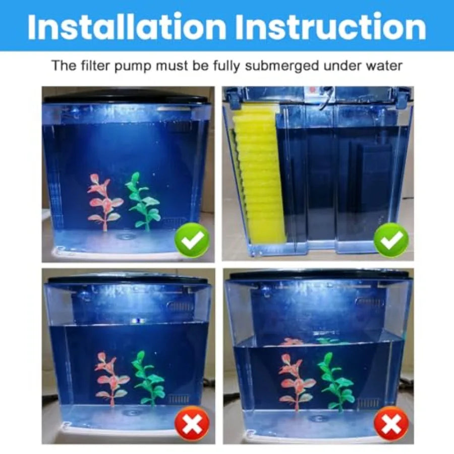 Fish Tank, 1.2 Gallon Aquarium, Small Betta Fish Tank Starter Kit with LED Light and Water Filter Pump, Rectangular