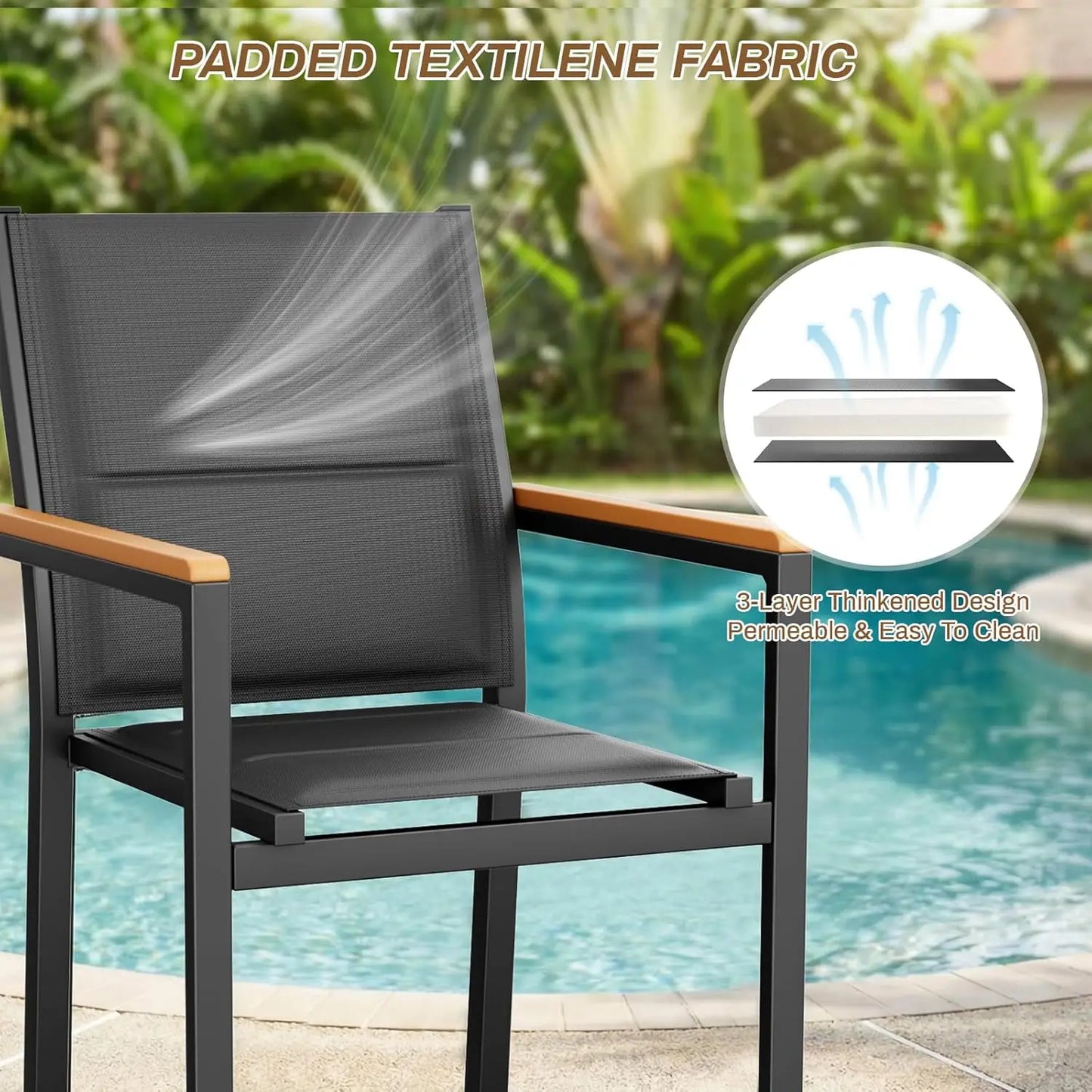 Set Of Two Aluminum Stackable Garden Chairs For Patio