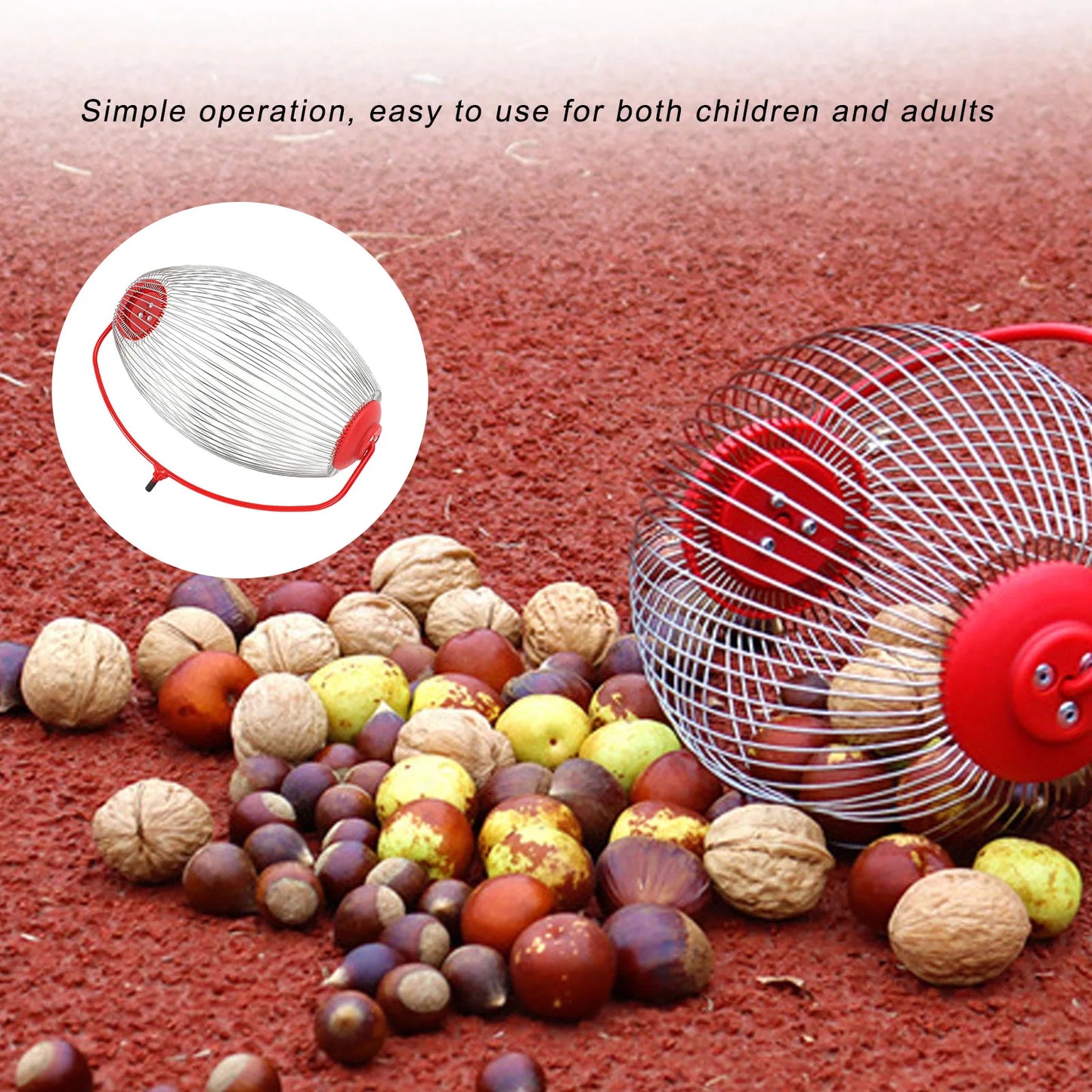 Large Nut Gatherer Nut Gatherer Stainless Steel Wire Nut Collector Picker Upper Roller Fruit Picker for  Ball Acorns Pecans
