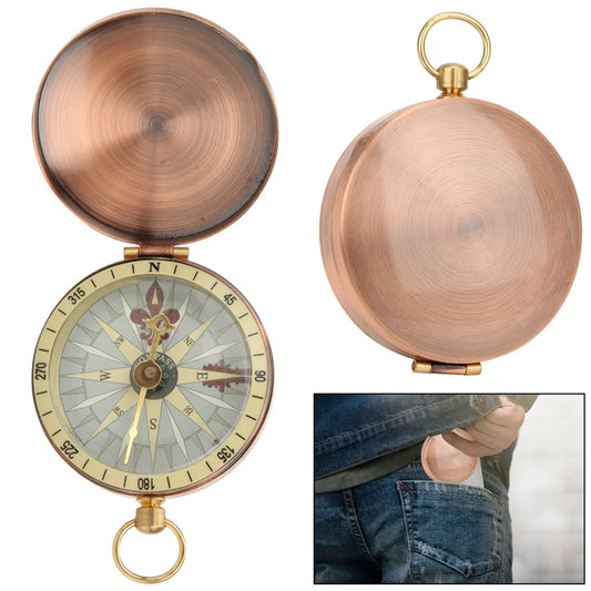 Portable Vintage Pocket Watch With Compass For Camping Hiking
