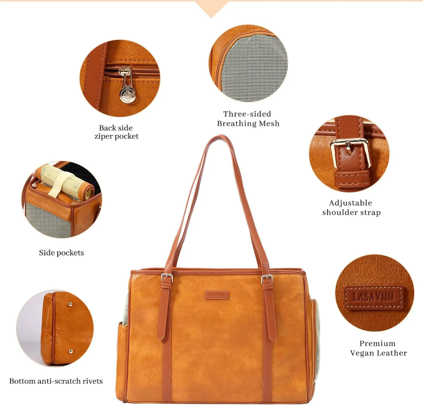 Pet Carrier Leather Bag Soft Sided For Small Dogs Cats
