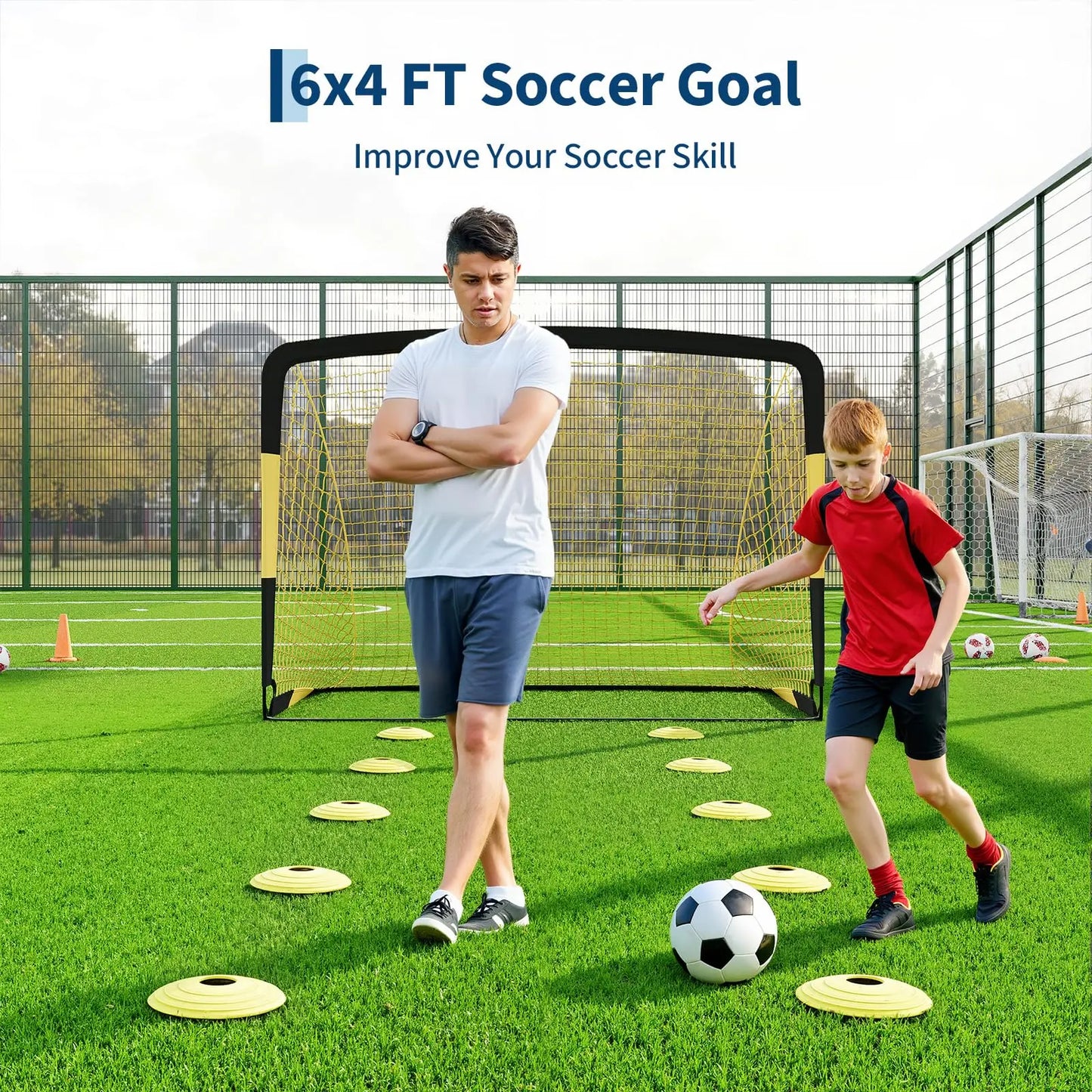 HiMISS Portable Pop Up Soccer Goal Set With Training Gear