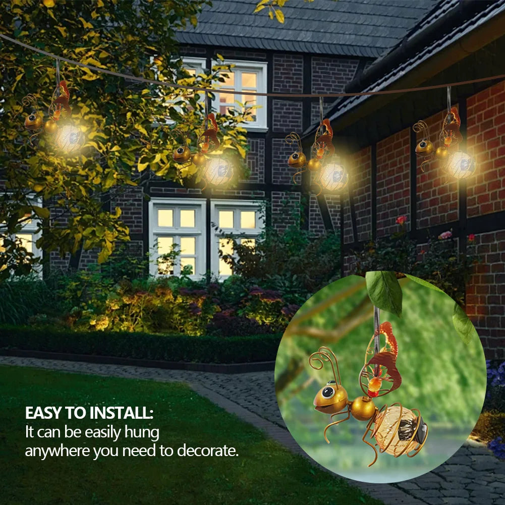 Shunmaii Solar Powered Bug Fairy Lights Hanging Insect Lamp Ornament