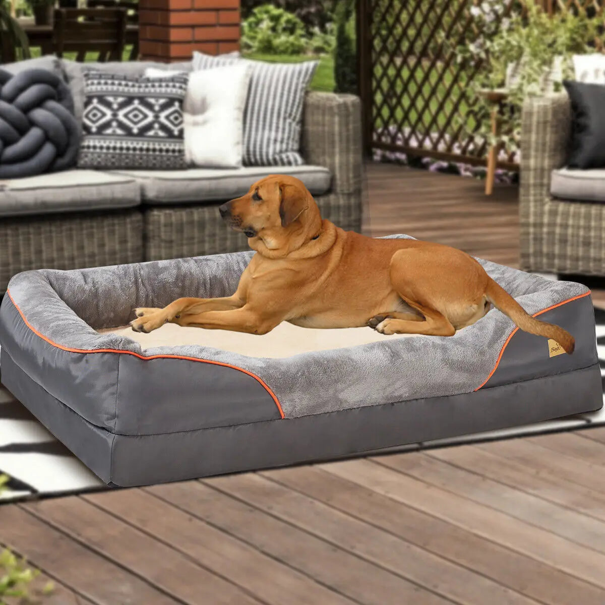 Bingopaw Jumbo Orthopedic Dog Bed Memory Foam Quilted Bolstered Sofa