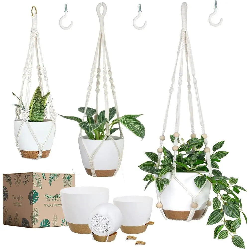 3 Sets Hanging Planters Indoor Plants Self-Watering Hanging Pots Plant Hangers Outdoor Hanging Lower Pots Drainage 3 Different S
