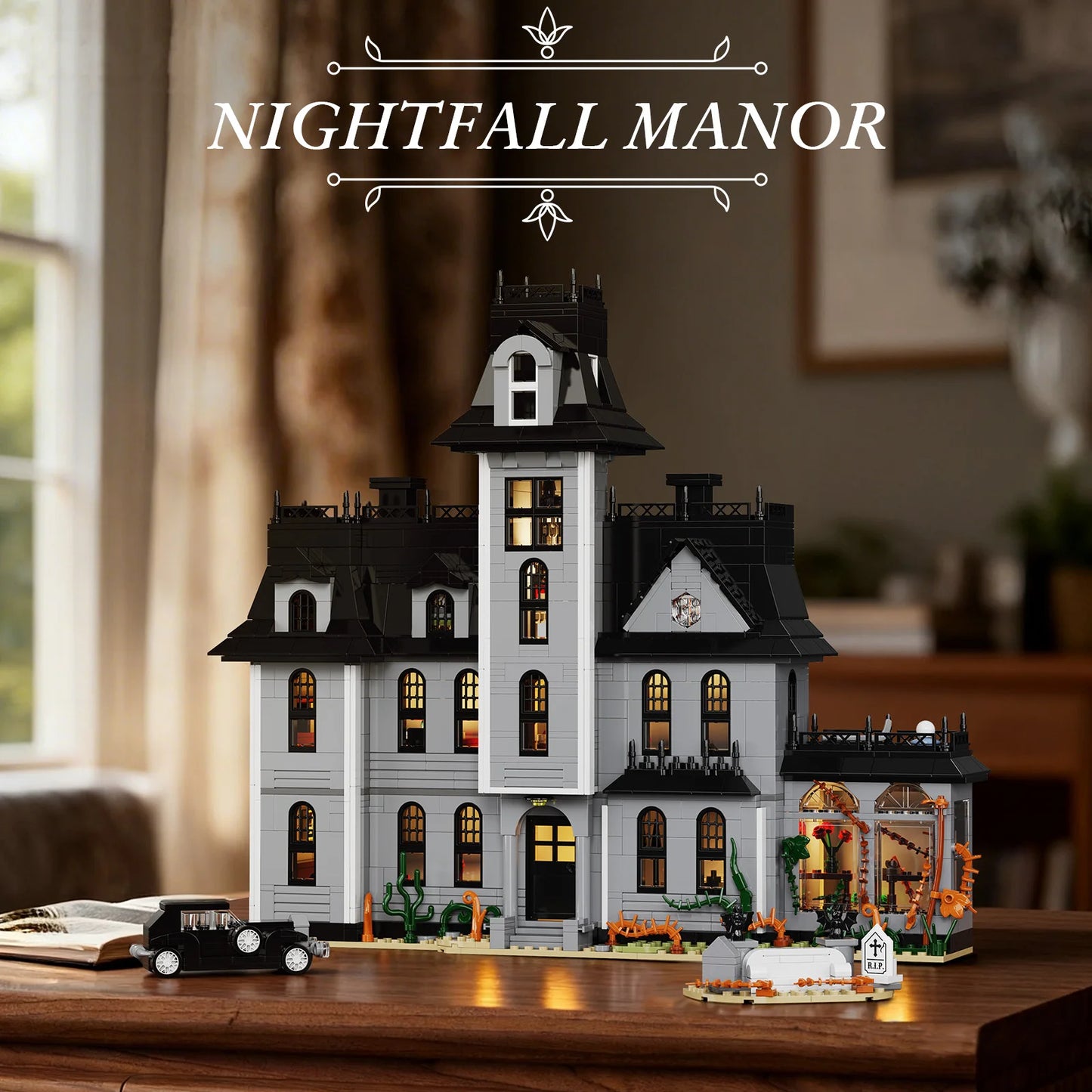 Nightfall Manor Gothic Building Blocks Set Architecture Bricks Desktop Ornament