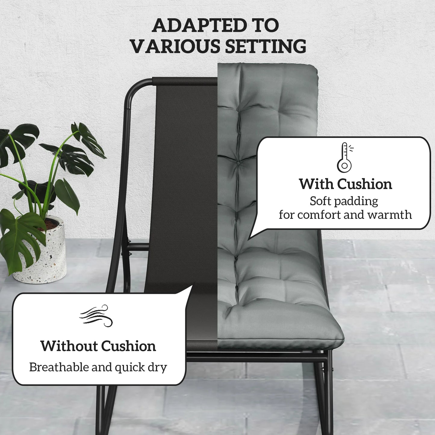 Outsunny Outdoor Rocking Chairs With Durable Metal Frame
