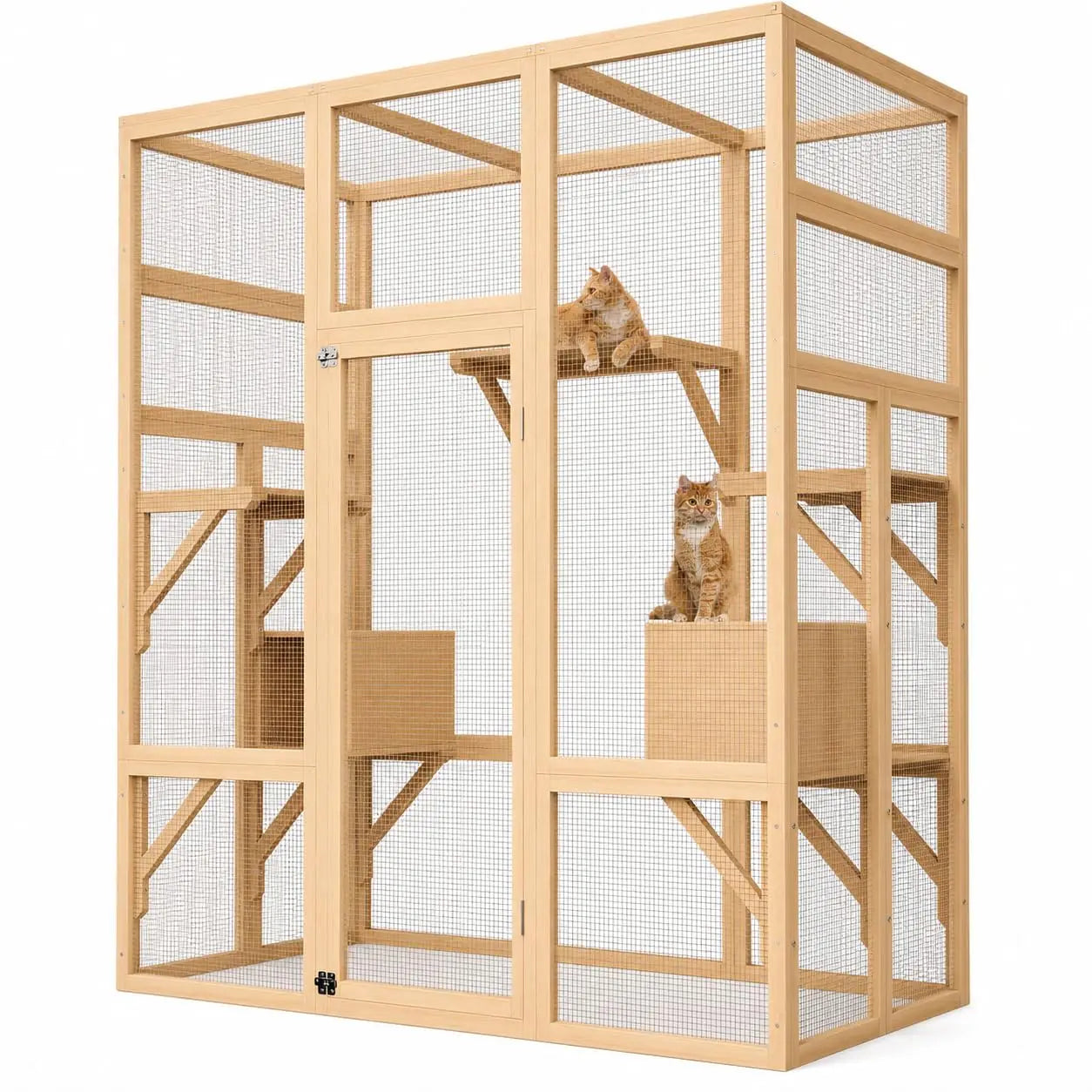 HiMISS Wooden Outdoor Catio Cat Enclosure With Sturdy Roof