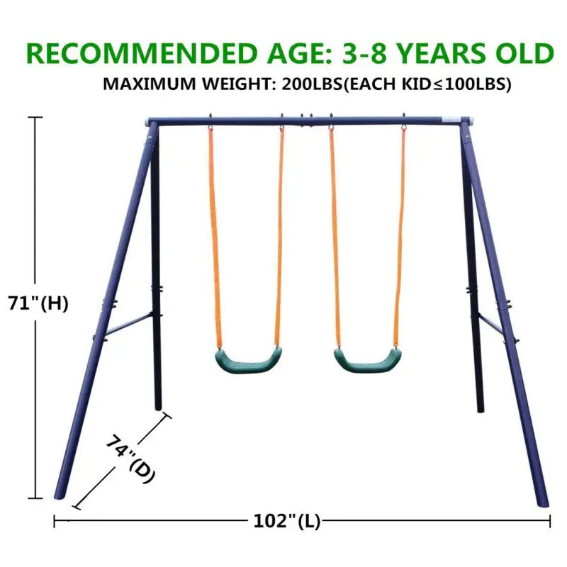(Multiple models) Metal Swing Set for Kids Outdoor, Heavy Duty Frame with Double Swings,  for Backyard Playground.