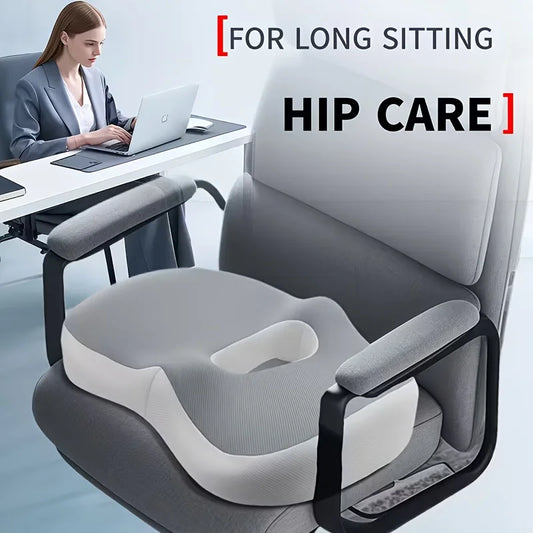 1pc Ergonomic Memory Foam Coccyx Cushion - Office Chair Support, Washable, Wheelchair And Car Seat Comfort Contour Design | Soft
