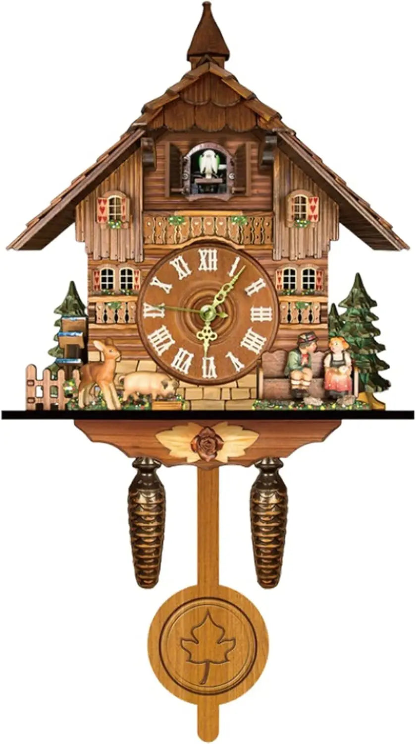 Traditional European Cuckoo Wall Clock With Alarm For Home Decor