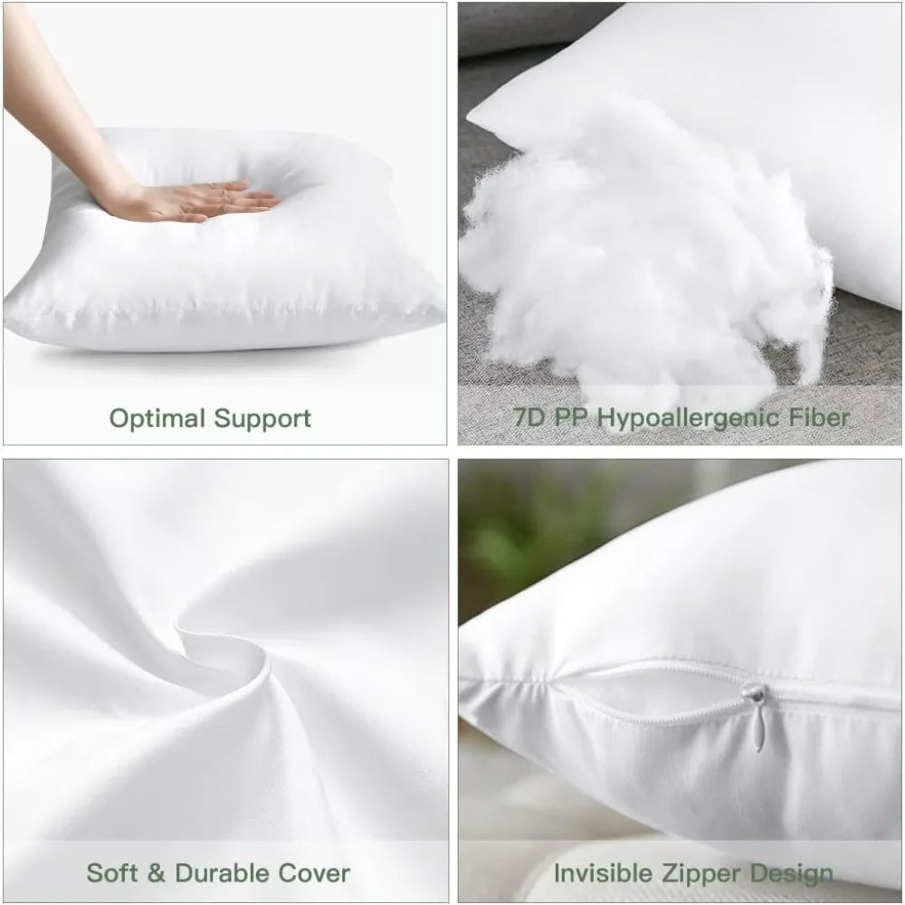 Soft Fluffy Plump Throw Pillow Insert Cushion Inner Stuffer Pad 12x20 Inches Decorative Pillow Form White Filling Home Decor