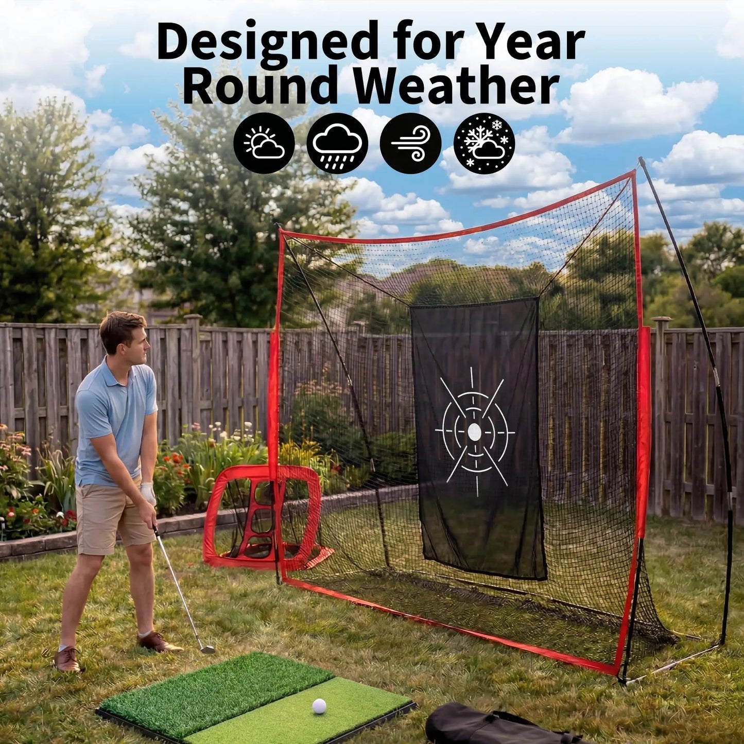 HiMiss Golf Practice Net With Hitting Target And Mat