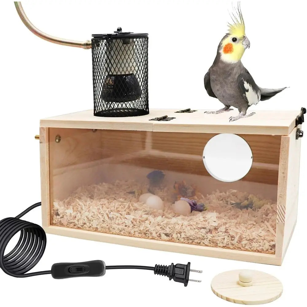 Bird House, Nesting Box with Heat Lamp, 75W Caged Heat Emitter Heater Lamp, Birdcage Accessories, Suitable for Parrot, Parakeet,