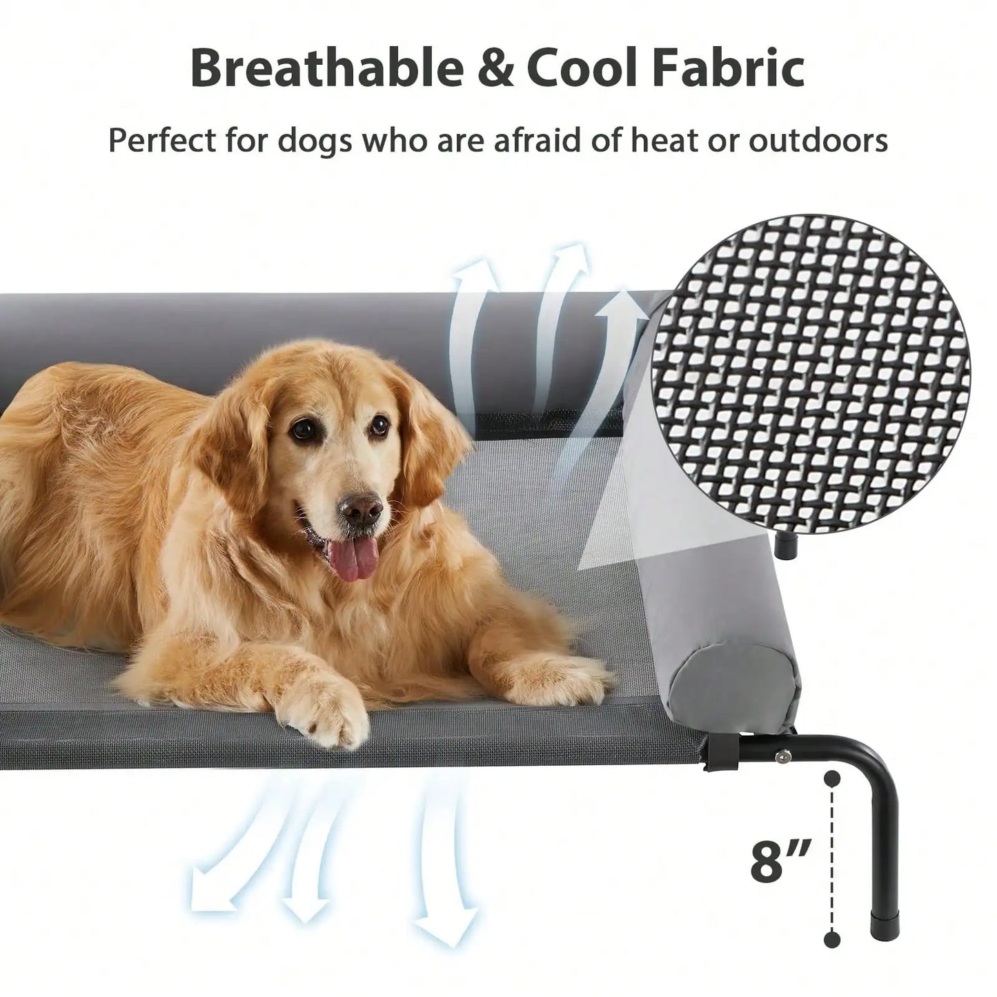 Elevated Cooling Pet Bed for Large Dogs Portable Indoor Cot