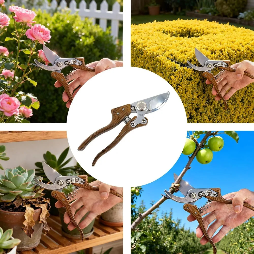 Heavy Duty Garden Pruning Shears 75Cr1 High-Carbon Steel Blades Ideal for Trimming Limbs, Plants, Shrubs & Vines - Fundamental Hand Tool for Florists