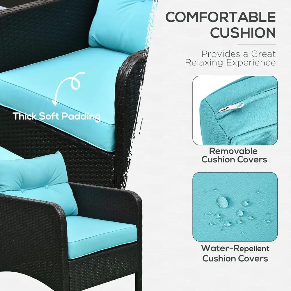 Rattan Wicker Outdoor Patio Lounge Chair And Ottoman Set