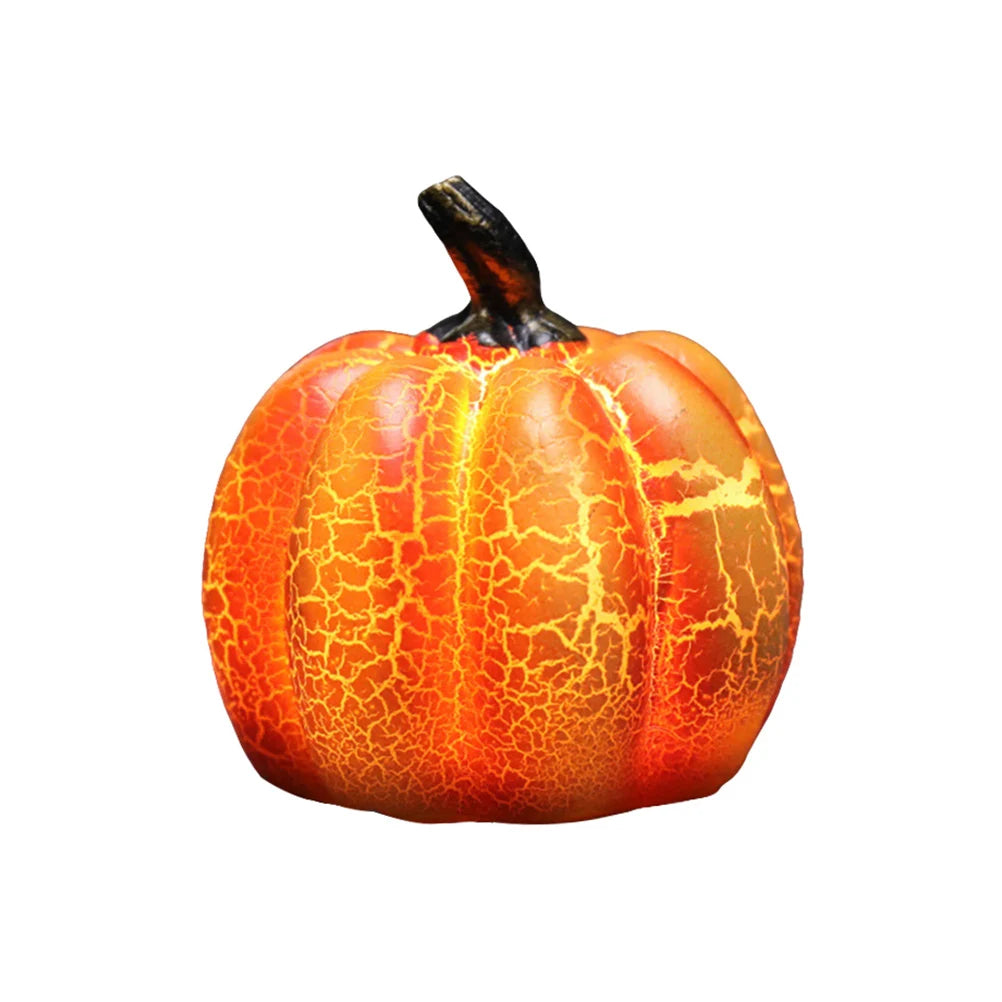 10Pcs LED Halloween Pumpkin Lantern Resin Pumpkin Lamp Multiple Shapes Halloween Dress Up Props Resin Pumpkin Lamp