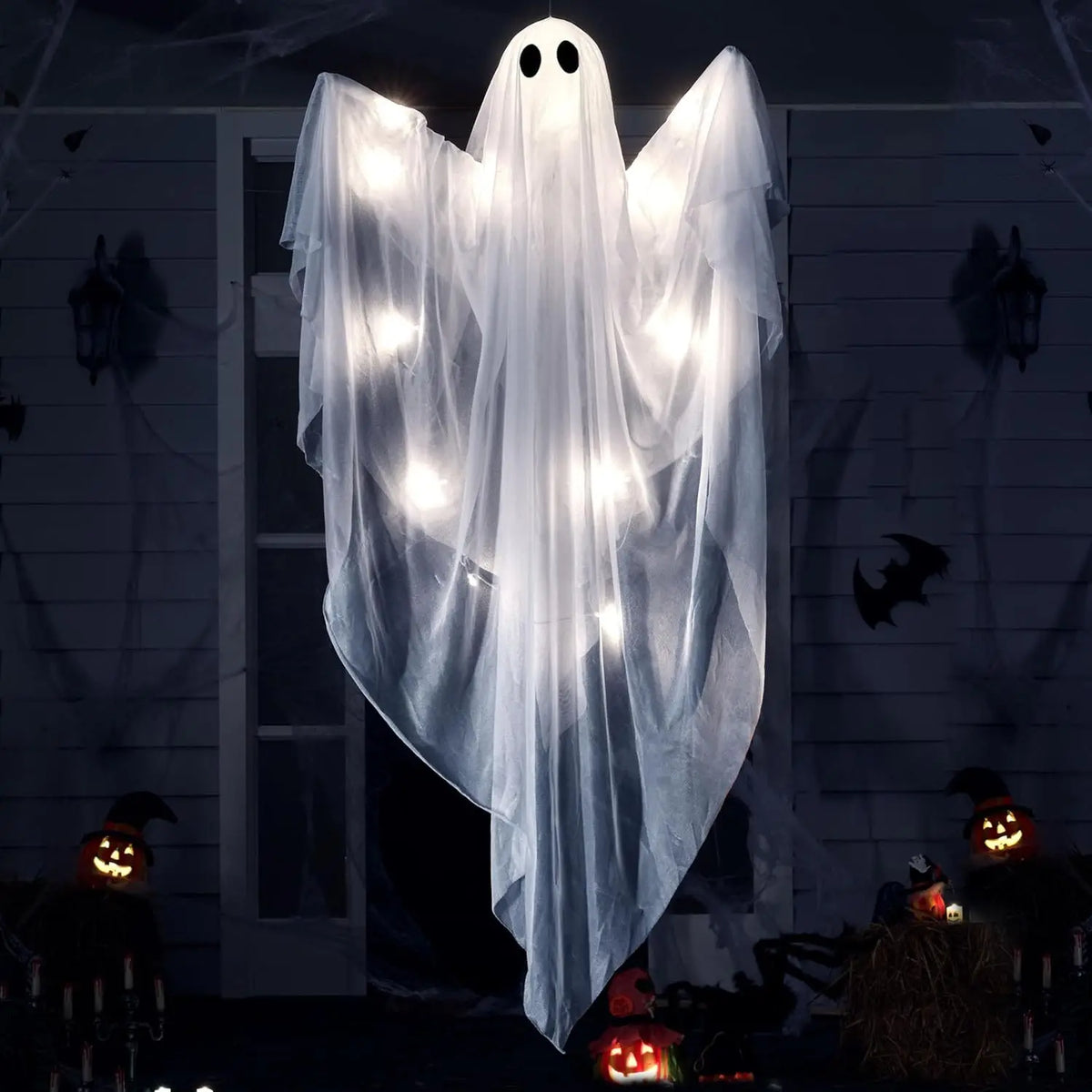 Light Up Hanging Ghost Halloween Decoration With Spooky LED Glow