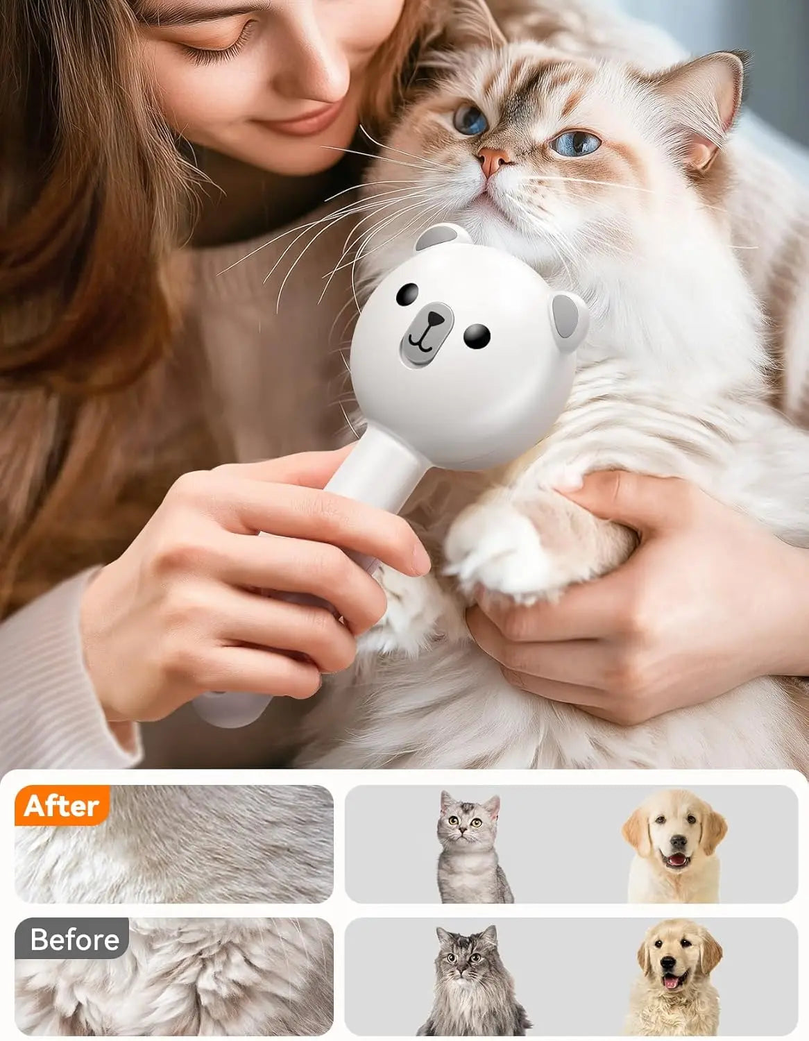 Cat Steam Brush Release Button USB Rechargeable Dual Speed Spray