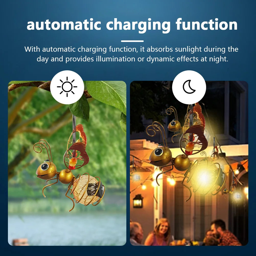 Shunmaii Solar Powered Bug Fairy Lights Hanging Insect Lamp Ornament