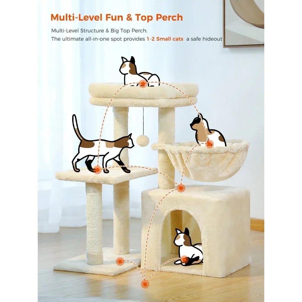 XMSJ Cat Tree Tower With Hammock And Scratching Posts