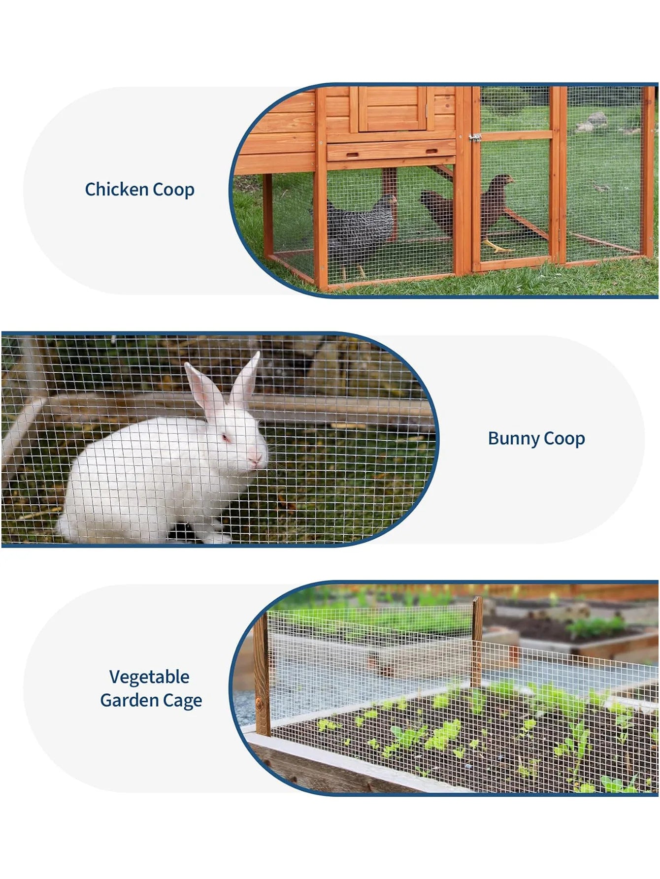 HiMISS Galvanized Hardware Cloth Wire Mesh Garden Fence Poultry Netting