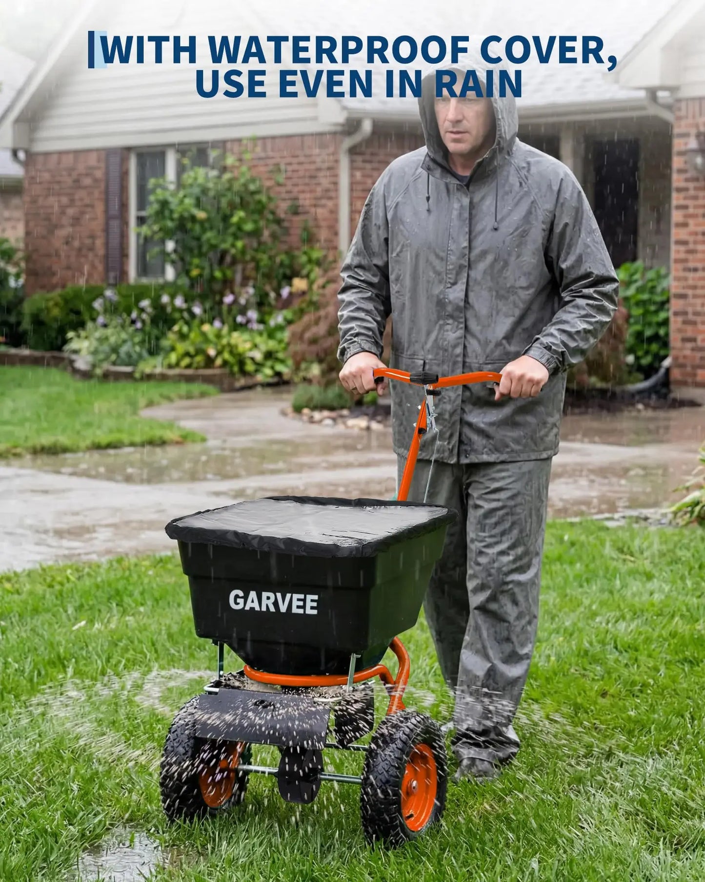 HiMiss Push Lawn Broadcast Spreader For Seed And Fertilizer