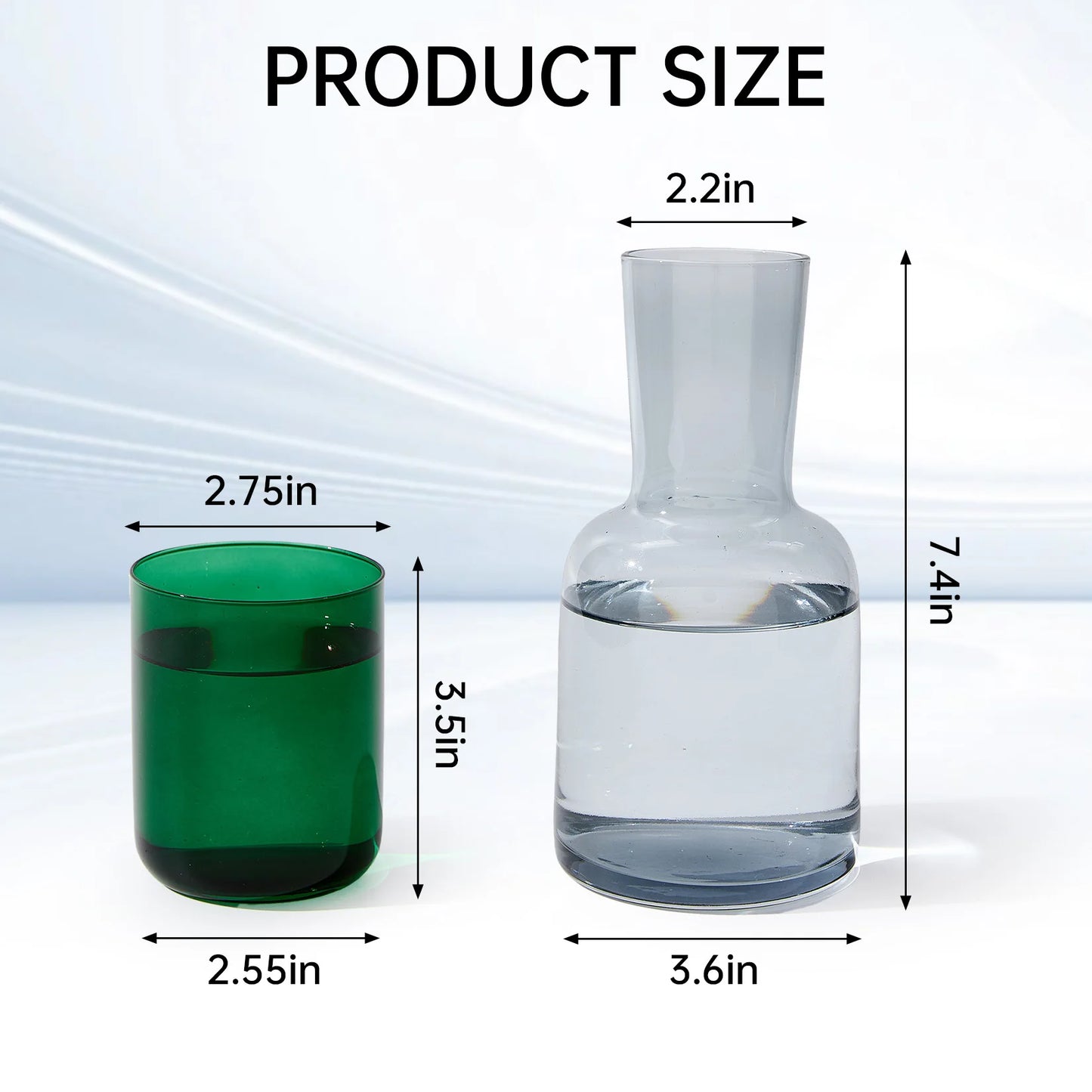 Glass Water Carafe Set with Tumbler Cup, Handblown Glass Pitcher and Cup Set for Cold Drink Water Milk Coffee