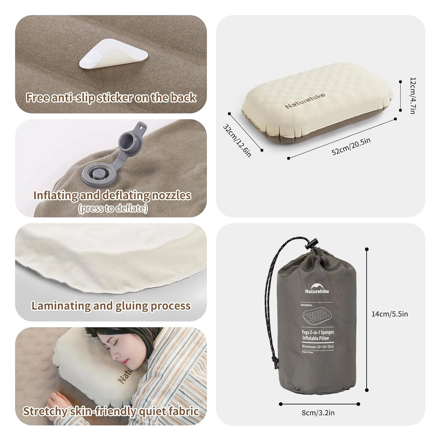 Naturehike Ultralight Inflatable Pillow Camping Pillows for Travel Hiking Backpacking Home Soft Breathable Sleeping Neck Pillow