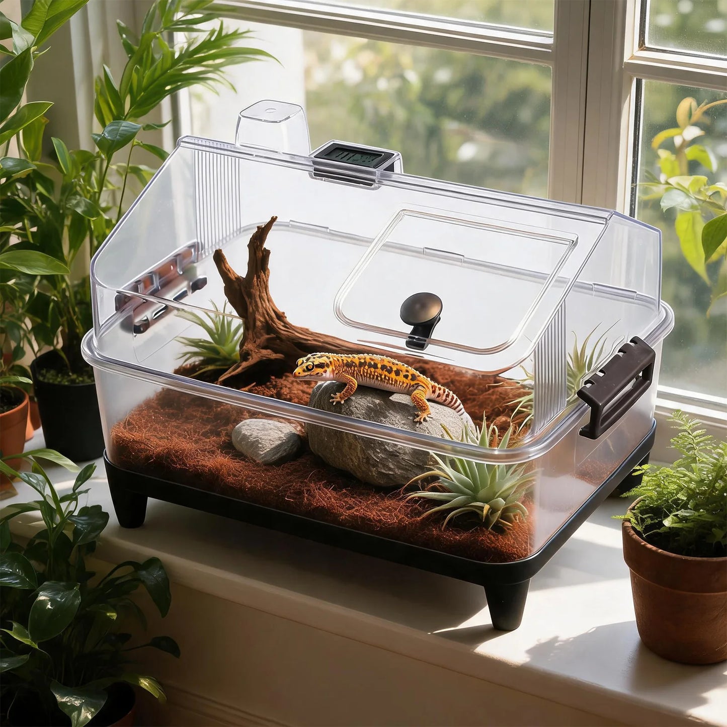 HiMISS Reptile Terrarium Kit With Acrylic Tank Heating Pad Hygrometer