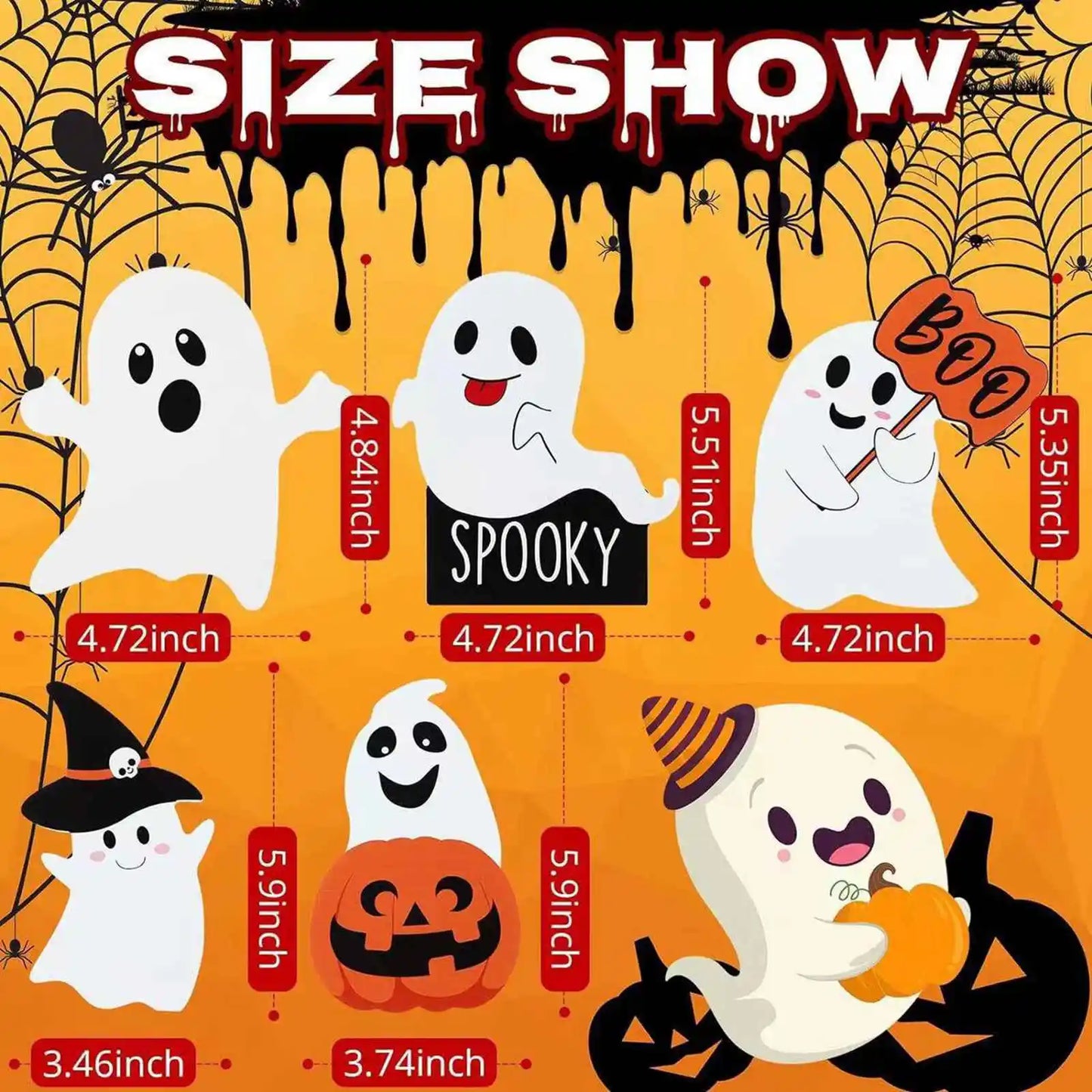 2 Sets Pumpkin Ghost Table Sign Cute Ghost Table Sign Festival Decoration PVC Spooky Desk Ornaments Table Sign for Theme Party