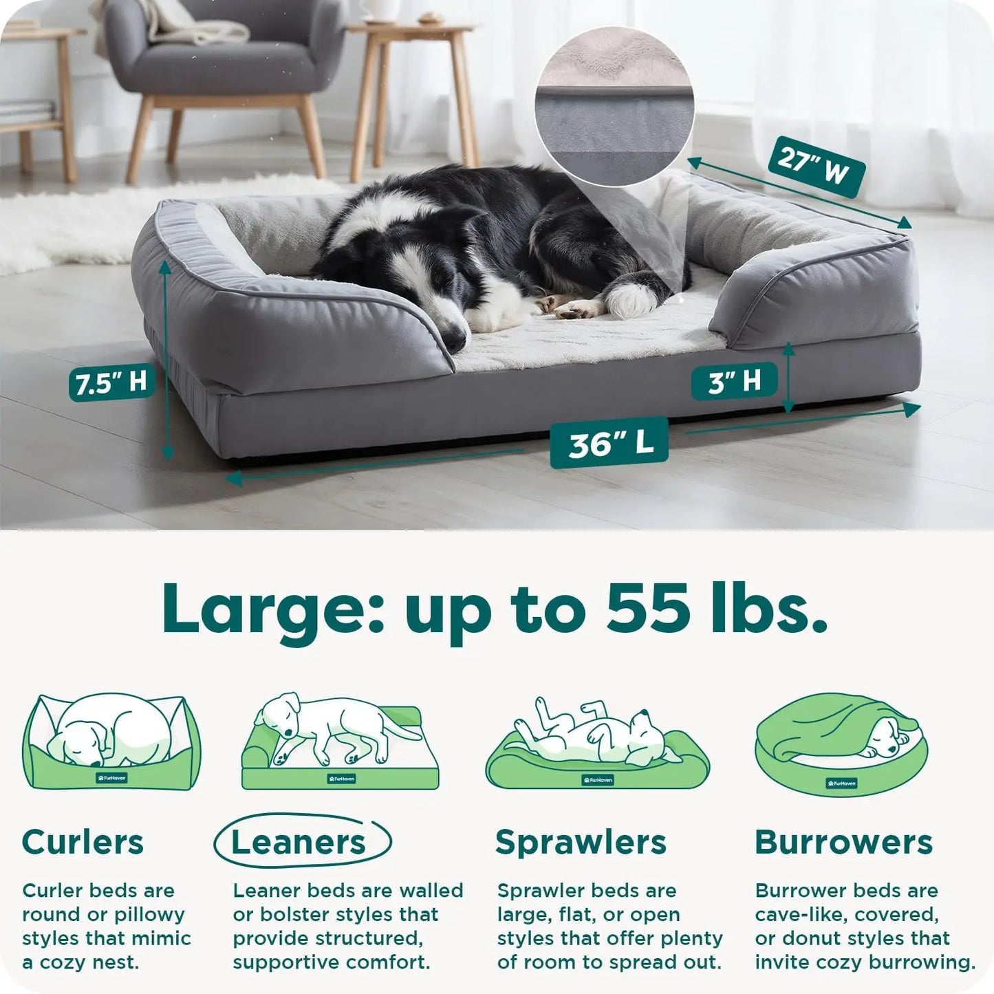 Cooling Gel Dog Bed With Removable Bolsters And Washable Cover