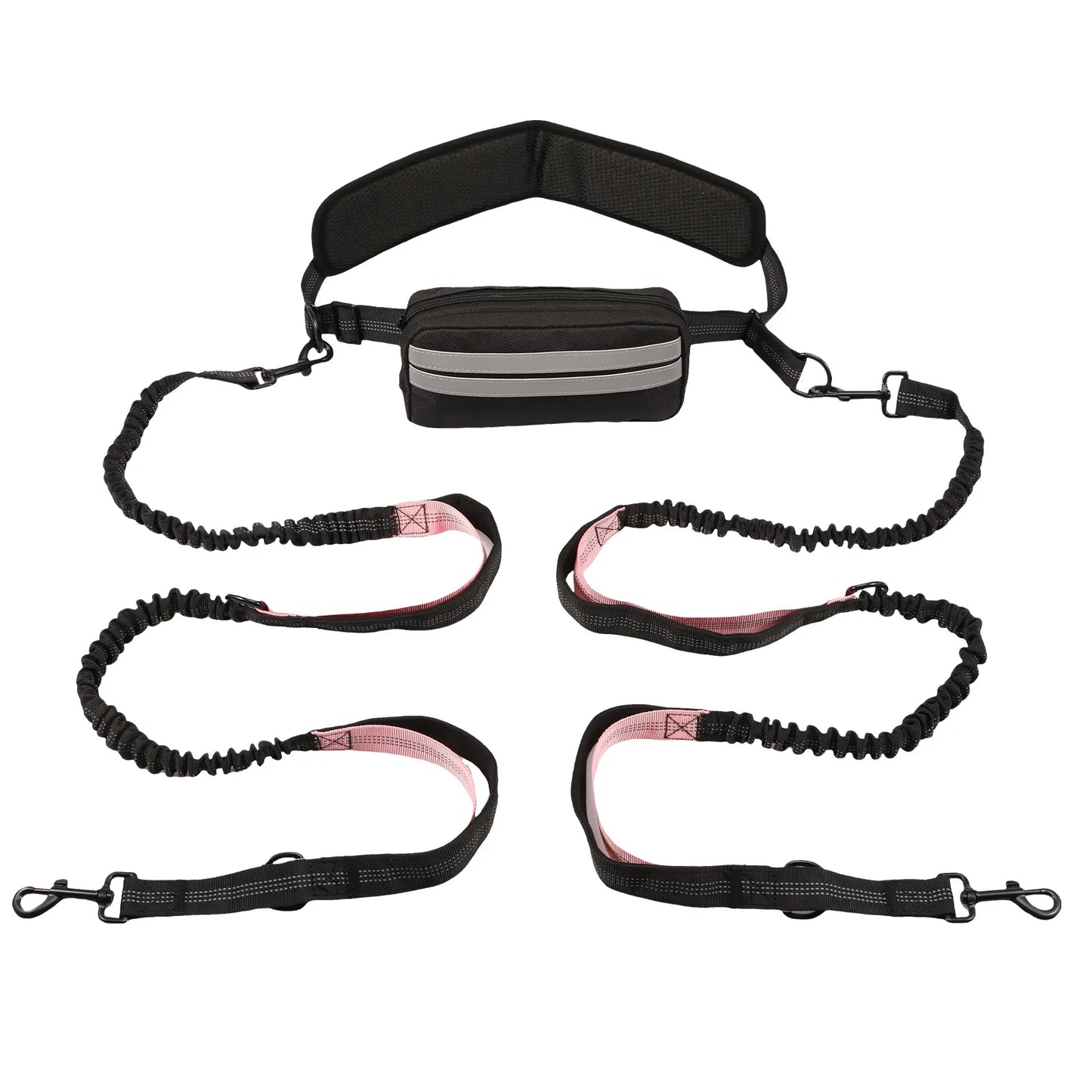 NONECN Hands Free Dog Leash With Reflective Tape And Retractable Waist Belt